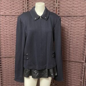 St. John Collection zip-front, collared, or military-style knit jacket Size 16